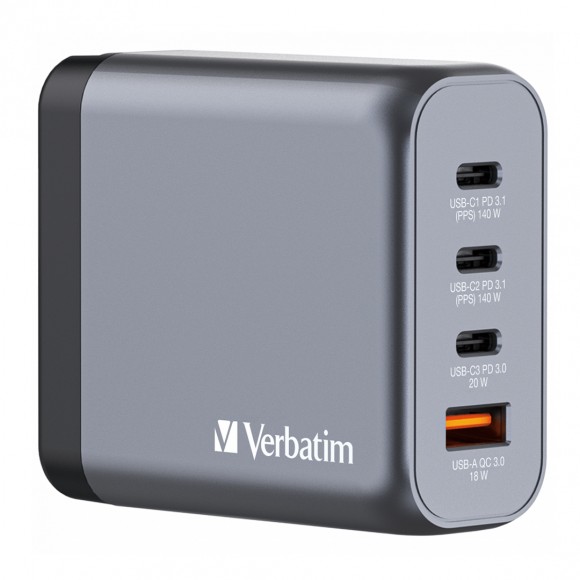 Verbatim 4 Port GaN Charger 140w (3xUSB-C | 1xUSB-A)